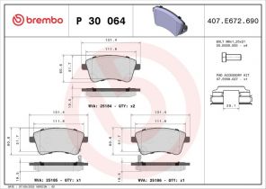 Brembo P 30 064 - Brzdové platničky -