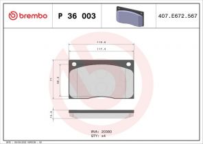 Brembo P 36 003 - Brzdové platničky -