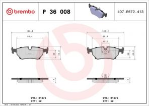 Brembo P 36 008 - Brzdové platničky -