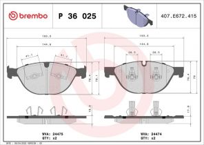 Brembo P 36 025 - Brzdové platničky -