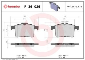 Brembo P 36 026 - Brzdové platničky -