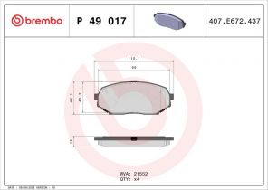 Brembo P 49 017 - Brzdové platničky -