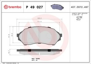 Brembo P 49 027 - Brzdové platničky -