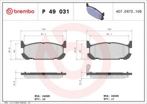 Brembo P 49 031 - Brzdové platničky -