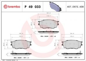 Brembo P 49 033 - Brzdové platničky -