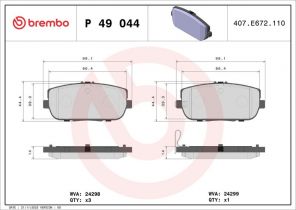 Brembo P 49 044 - Brzdové platničky -