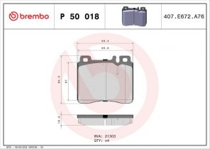 Brembo P 50 018 - Brzdové platničky -