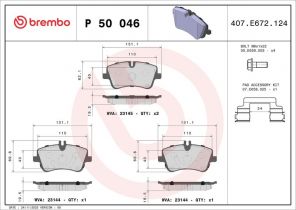 Brembo P 50 046 - Brzdové platničky -