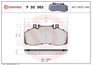Brembo P 50 065 - Brzdové platničky -