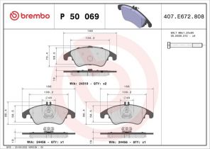 Brembo P 50 069 - Brzdové platničky -