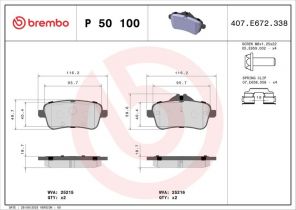 Brembo P 50 100 - Brzdové platničky -