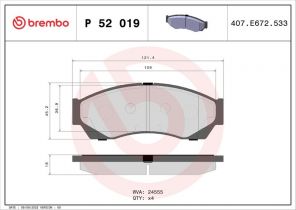 Brembo P 52 019 - Brzdové platničky -