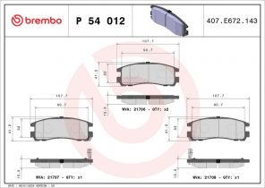 Brembo P 54 012 - Brzdové platničky -