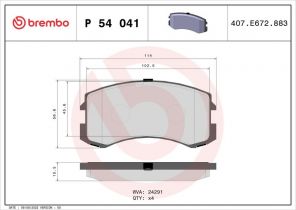Brembo P 54 041 - Brzdové platničky -