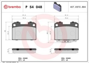 Brembo P 54 048 - Brzdové platničky -