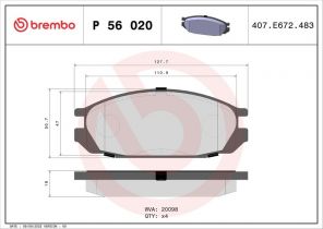 Brembo P 56 020 - Brzdové platničky -