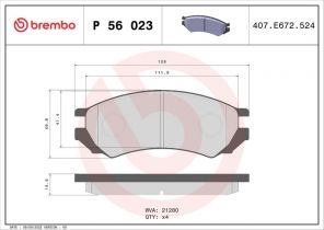 Brembo P 56 023 - Brzdové platničky -
