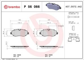 Brembo P 56 066 - Brzdové platničky -