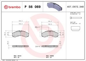 Brembo P 56 069 - Brzdové platničky -