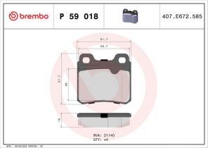 Brembo P 59 018 - Brzdové platničky -