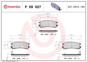 Brembo P 59 027 - Brzdové platničky -