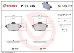Brembo P 61 046 - Brzdové platničky -