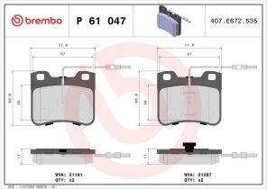 Brembo P 61 047 - Brzdové platničky -
