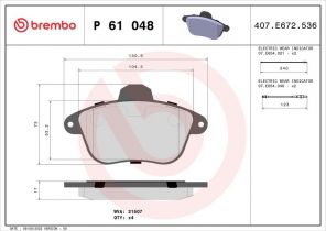 Brembo P 61 048 - Brzdové platničky -