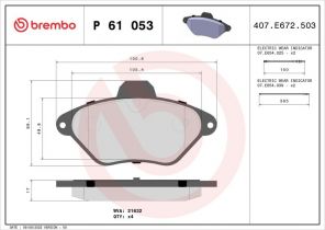 Brembo P 61 053 - Brzdové platničky -