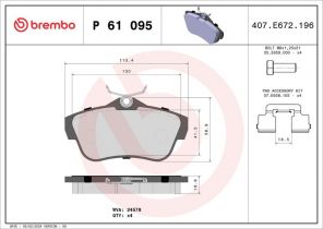 Brembo P 61 095 - Brzdové platničky -