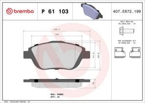 Brembo P 61 103 - Brzdové platničky -