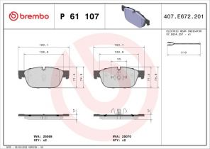 Brembo P 61 107 - Brzdové platničky -