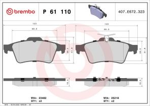 Brembo P 61 110 - Brzdové platničky -