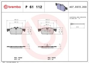 Brembo P 61 112 - Brzdové platničky -