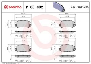Brembo P 68 002 - Brzdové platničky -