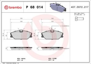 Brembo P 68 014 - Brzdové platničky -