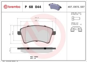 Brembo P 68 044 - Brzdové platničky -
