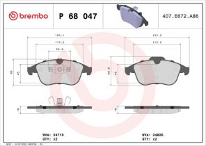Brembo P 68 047 - Brzdové platničky -