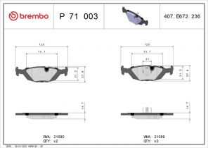 Brembo P 71 003 - Brzdové platničky -