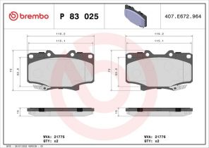 Brembo P 83 025 - Brzdové platničky -