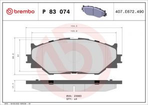 Brembo P 83 074 - Brzdové platničky -