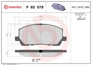 Brembo P 83 078 - Brzdové platničky -