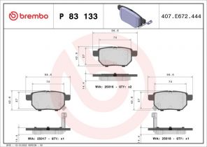Brembo P 83 133 - Brzdové platničky -