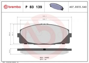 Brembo P 83 139 - Brzdové platničky -