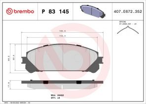Brembo P 83 145 - Brzdové platničky -