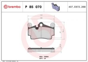 Brembo P 85 070 - Brzdové platničky -