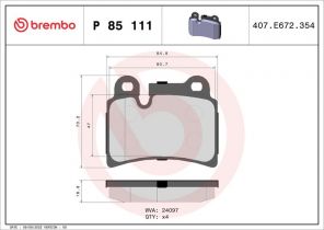 Brembo P 85 111 - Brzdové platničky -