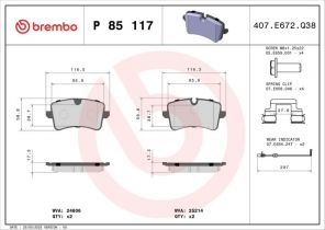 Brembo P 85 117 - Brzdové platničky -
