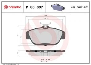 Brembo P 86 007 - Brzdové platničky -