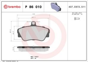 Brembo P 86 010 - Brzdové platničky -
